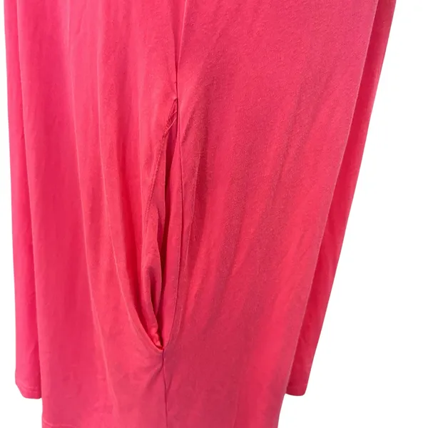 Piko 1988 Bamboo Coral Dress Boho Lagenlook Casual Cap Sleeve Pockets Size LG - Image 4