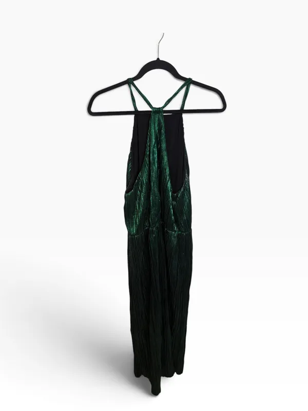 House of Harlow 1960 Farrah Metallic Emerald Green Midi Dress - Image 4