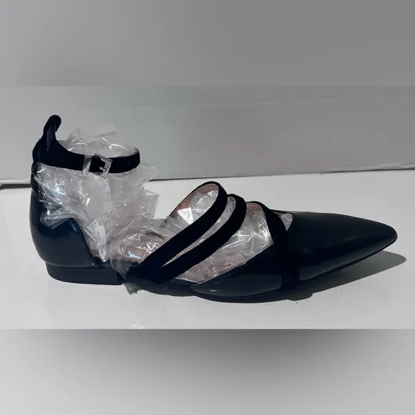 INCH2 Leather Strappy Pointed Toe Velvet Strap Ballet Flats EU Size 36‎ (US 5.5) - Image 2