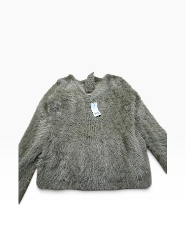 Women's Banana Republic Fuzzy Sweater Size M Green Crew Neck - Image 3