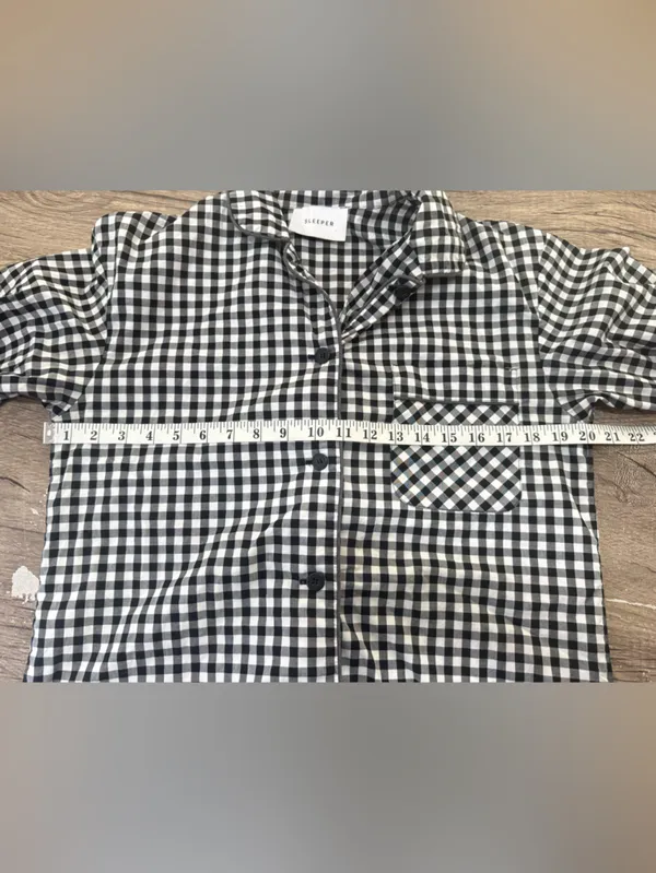 Sleeper black and white gingham long sleeve top size small - Image 5