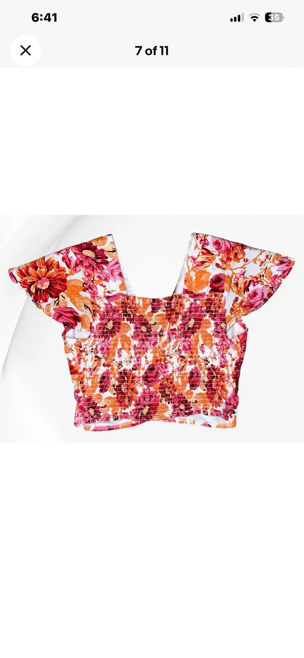 Japna Floral 2 Piece Crop Top Midi Skirt Set Women SM Boho Tropical Feminine Fun - Image 7