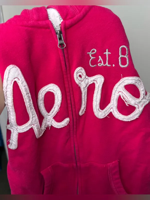 2011 Aeropostale Zip Hoodie Sweatshirt Jacket Hot Pink Size Small Y2K Style - Image 12