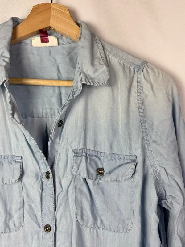 SO Light Blue Chambray‎ Long Sleeve Button Down M - Image 3