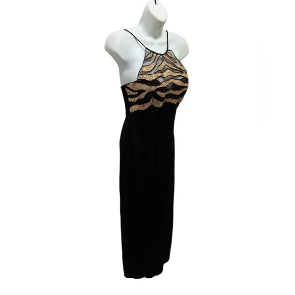 VTG Blondie & Evening Debbie Harry Vampire Trashy Sequined Halter Maxi Dress 5/6 - Image 3