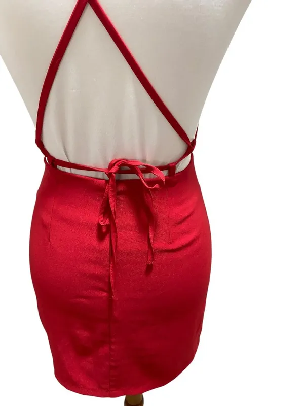 Superdown Bodycon Mini Dress Red Size XS Minimalist Summer Party Wedding Event - Image 11
