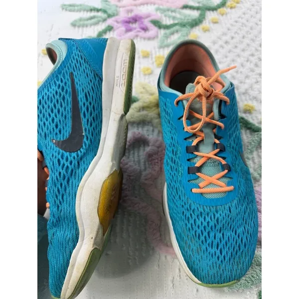Nike Zoom Turquoise Orange Athletic Training Shoes Women's Size‎ 7.5 - Image 3