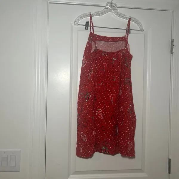 Manteau Red Western Print Mini Dress Medium Cowboy Boot Horseshoe country - Image 2
