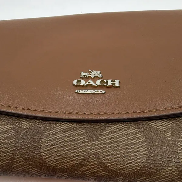 Coach Continental Flap Brown Signature Canvas Wallet - Image 2