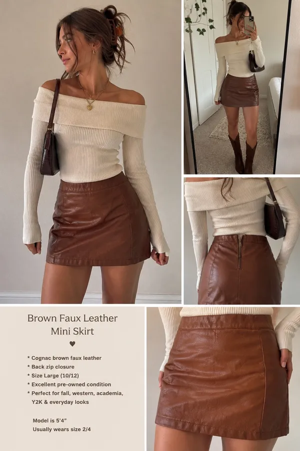 Art Class Brown faux leather mini skirt - Image 2