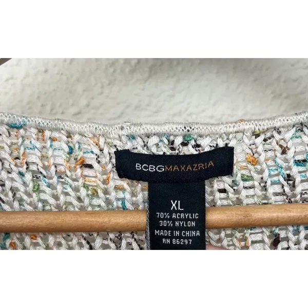 BCBGMAXAZRIA XL Multicolor Knit Cardigan Boho Chunky Sweater Button Up Fairy - Image 9