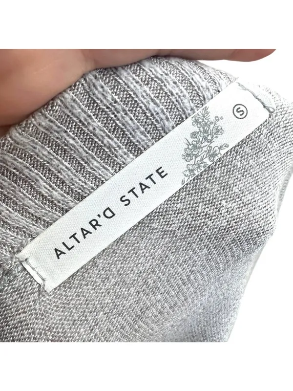 Altar'd State Gray Oversized V-Neck Knit Pullover Size Small Loungewear Cozycore - Image 8