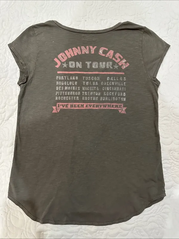 Lucky Brand Gray Graphic Johnny Cash Tour Tee- Size Large - Image 4