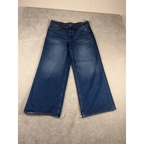 American Eagle Super High Rise Baggy Wide Leg Ankle Jeans Womens 14 Long - Image 2