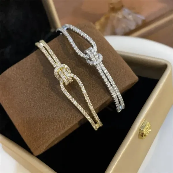 Women's 18k Gold‎ Plated Knot Bling Simulated Diamond Cuff Bracelet, Adjustable - Image 3