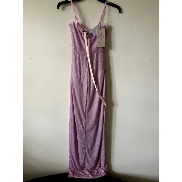 Oh Polly La Rochette Embellished Bandeau Cowl-Waist Maxi Dress Lavender Size 4 - Image 8