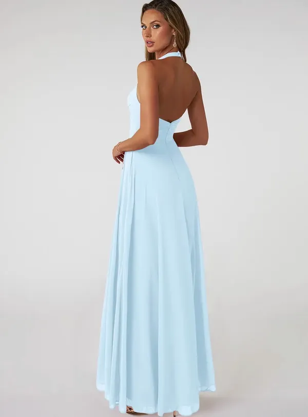 Sky Blue Bridesmaid Azazie Dress - Image 2