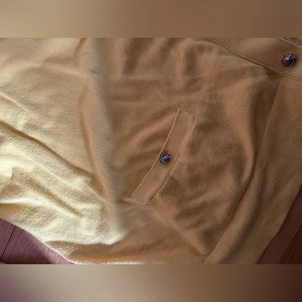 Talbots Canary Yellow Gold Knotted Button Cardigan with Pockets, Size 3X - Image 6