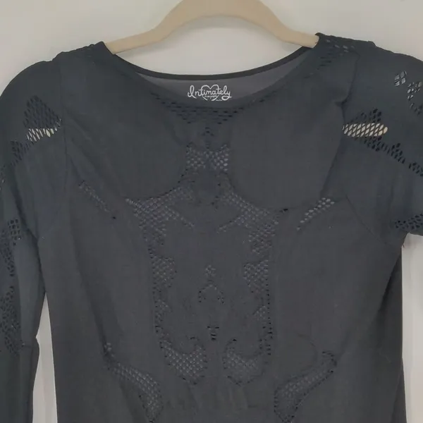 Intimately Free People Black Floral Lace Mini Dress M/L 3/4 Sleeve Stretch - Image 5