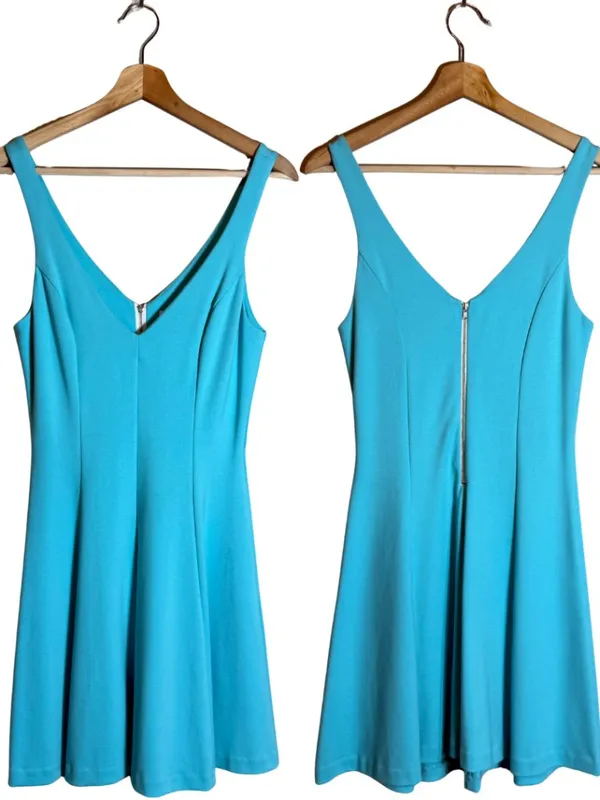 Amanda Uprichard Flounce Mini Dress Women's P Blue Cocktail Party Glam Wedding - Image 2