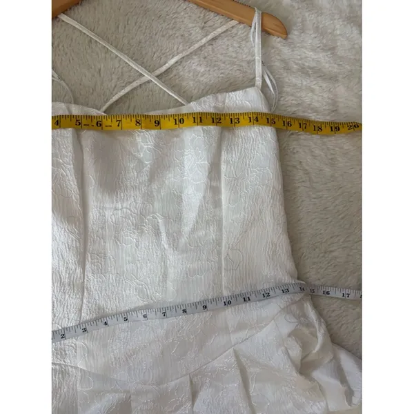 Lulus Arabella White Jacquard Basque Waist Maxi Dress Size Large Bridal Wedding - Image 7