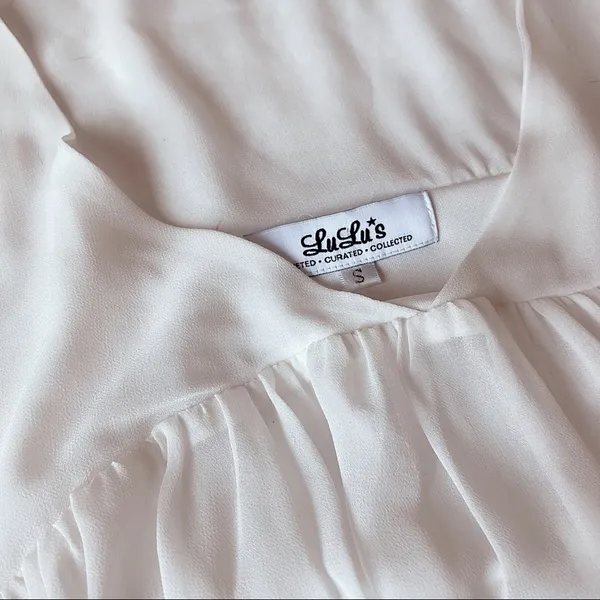 Lulu’s Flowy White Balloon Sleeve Mini Dress NWOT - Image 6