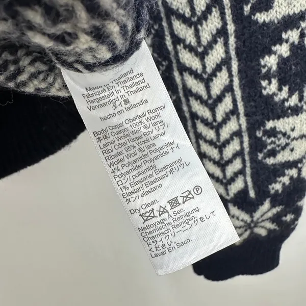 NEW Madewell Fair Isle Cardigan Jacket in Wool Navy Ivory Pattern Womens XL - Image 11