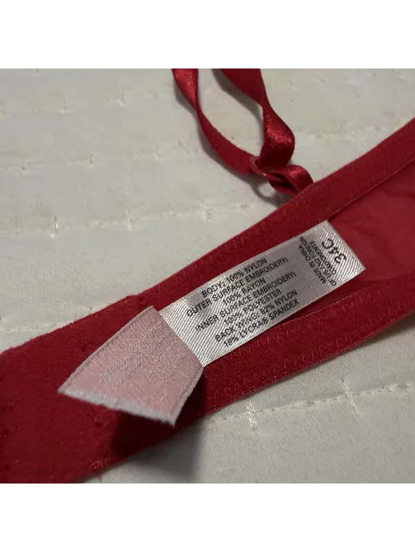 Victoria’s Secret Red Embroidery Mesh Sheer Unlined Bra 34C Underwire - Image 7