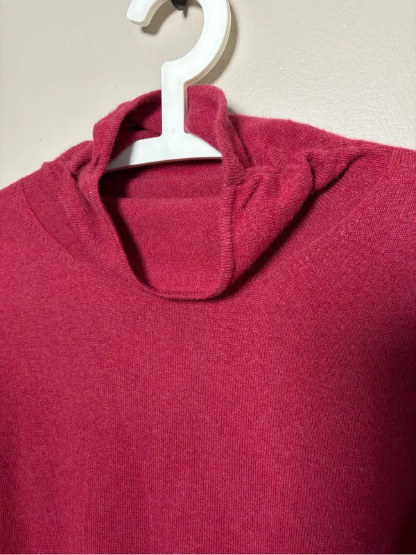 Nordstrom 100% Cashmere Mock Neck Sweater Red Burgundy - Image 3