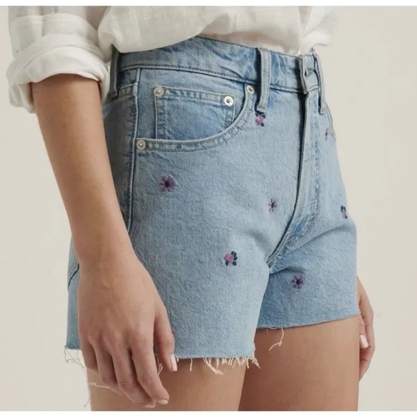 Lucky Brand Boho Lucky Pins Jean Short floral Embroidery Size 4/27 Cut Off Jorts - Image 10