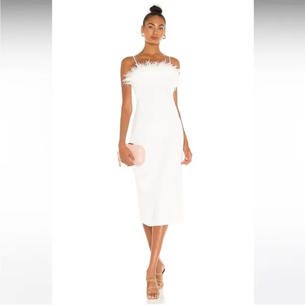 Elliatt | Harley‎ Dress In Ivory With Feathers Size XS - Image 5