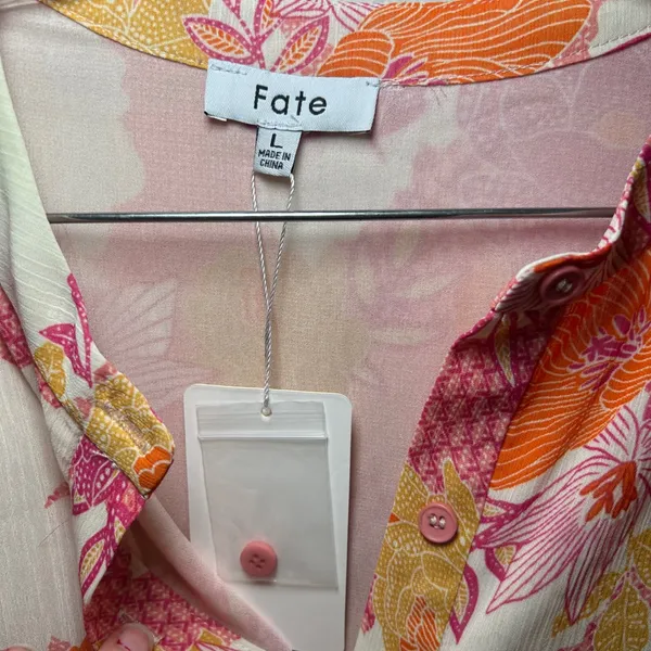 NWT Fate Elodie Kat Bubble Sleeve Button Up Blouse floral boho career preppy - Image 5
