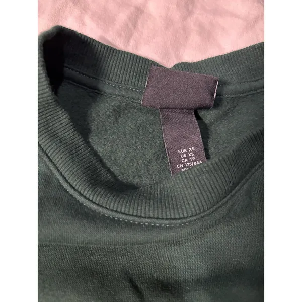 H&M Relaxed Fit Dark Forest Green Crewneck Sweatshirt XS Oversized Pullover - Image 3