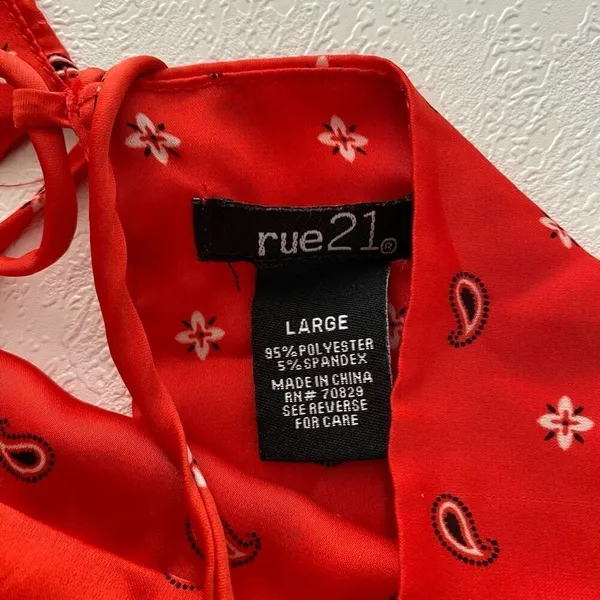 Rue21 Red Bandana Print Corset Top | Size Large | Western Y2K Festival Tube Top - Image 3