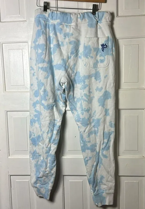 Roller Rabbit Blue Monkey Tie Dye White and Blue Sweatpants Size Medium - Image 8