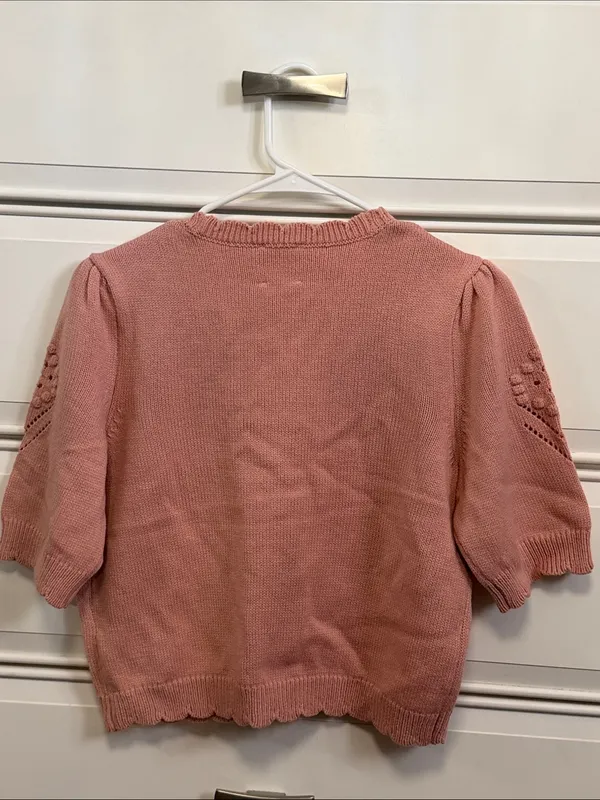 LOLA Studio Dusty Rose Short-Sleeve Knit Cardigan - Image 4