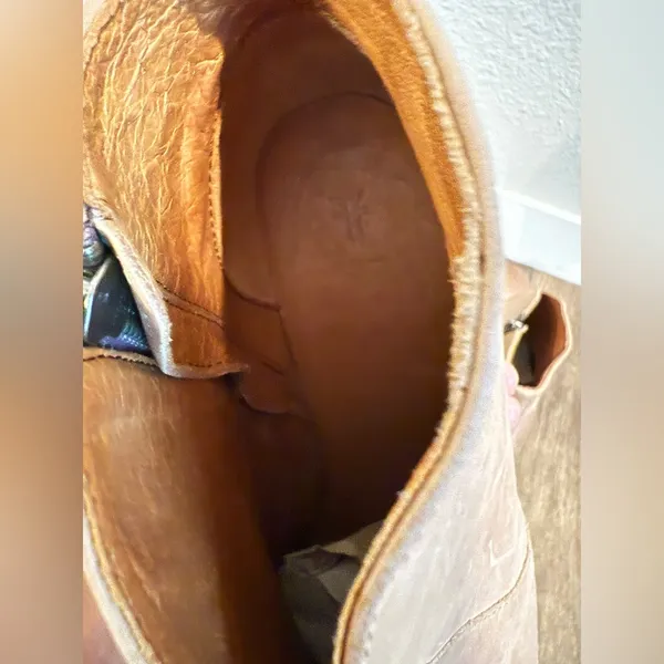 Frye‎ Nora Short Zipper Boot Almond Toe Tan Block Heel Womens Size 8.5B - Image 8