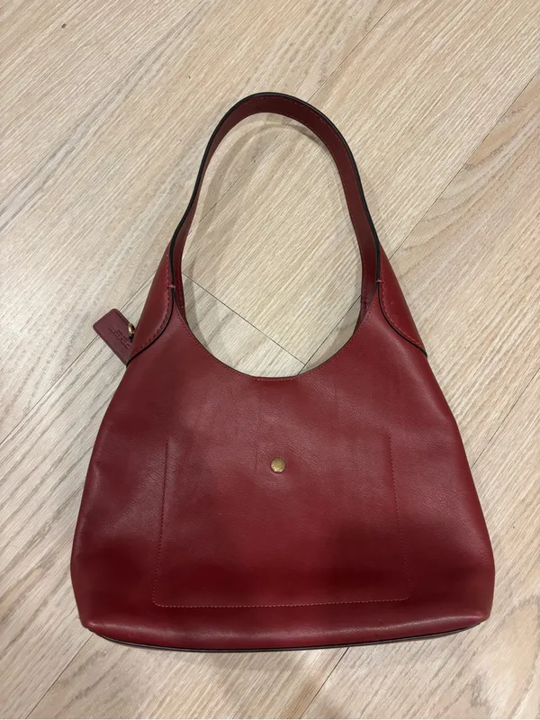 Brooklyn Shoulder Bag 28 — Burgundy Leather Shoulder Bag - Image 3