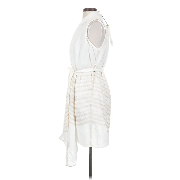 NWT Johnny Was White Embroidered Linen Blend Sleeveless Midi Wrap Dress S - Image 4