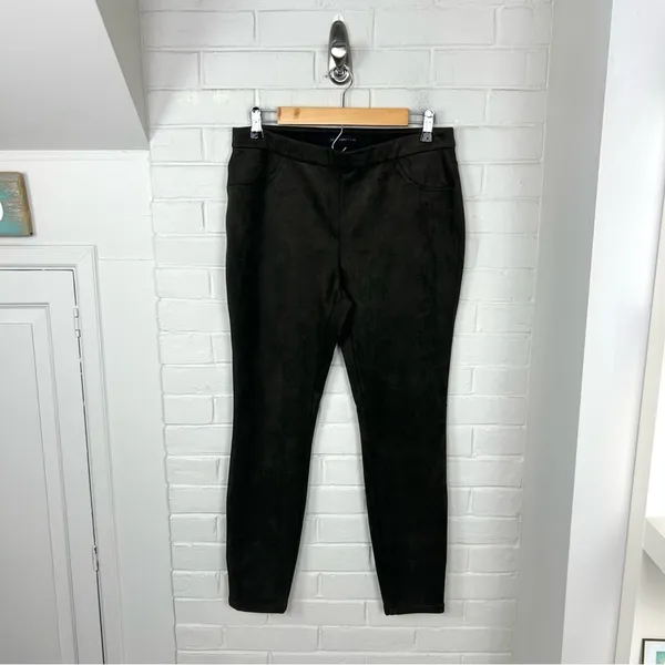 Joan Vass New York Faux Suede Pull On Skinny Pants Size M - Image 2