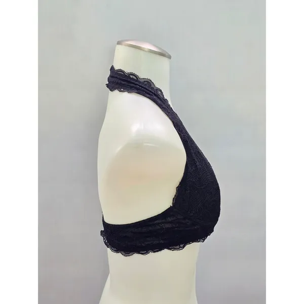 Free Press Black Whimsy Romantic Boudoir Bridal Cottage Lingerie Lace Bralette L - Image 4