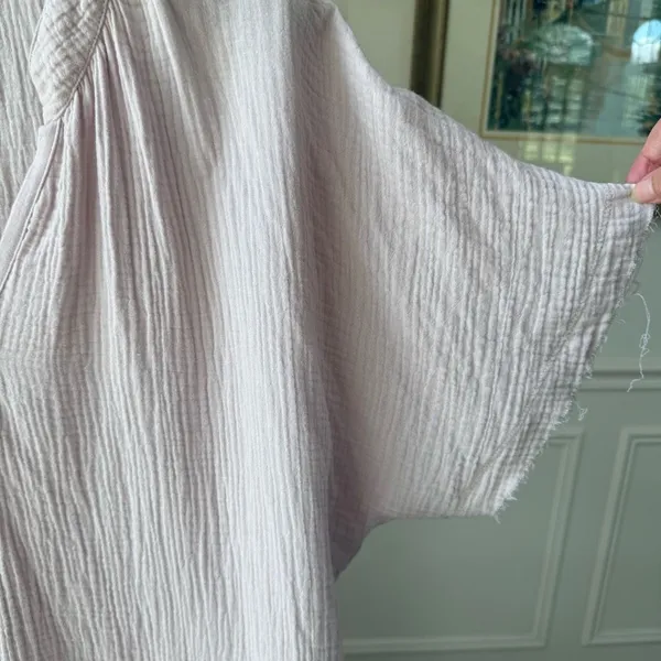 Young Fabulous & Broke Orchid Gauze Short Sleeve Cropped Pink Lavender Blouse L - Image 3