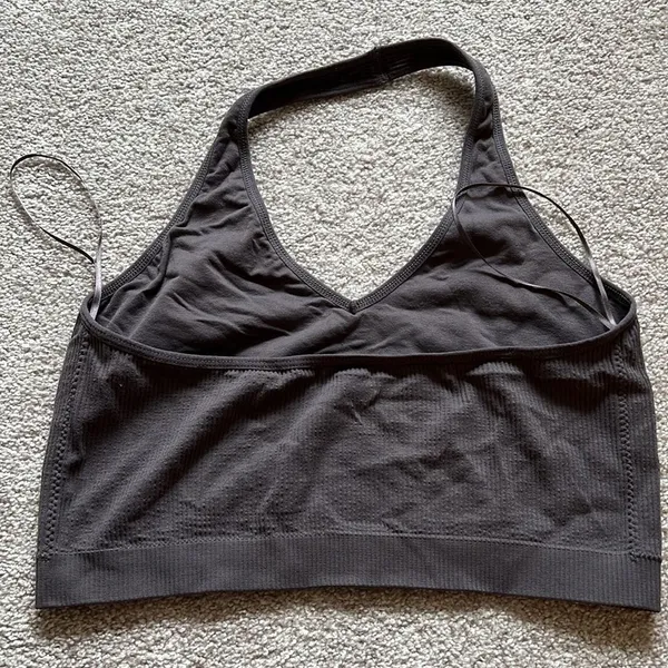 Garage Gray Ribbed Halter Crop Top Bralette Size Large Y2K Stretch - Image 3
