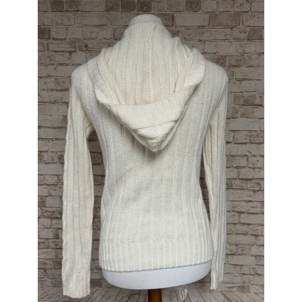 RARE VTG Y2K Aeropostale‎ Cable Knit Hooded Sweater Sz M Bella Swan Indie Mall - Image 2