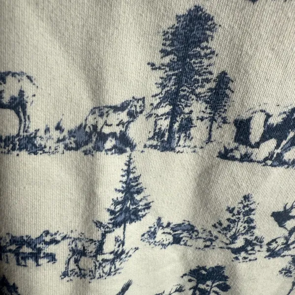 Vintage lands end Blue and White Scenic Print Sweatshirt size large - Image 5