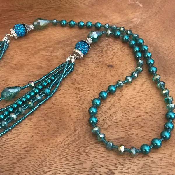 Glass beaded multi strand Necklace 17” - Image 3