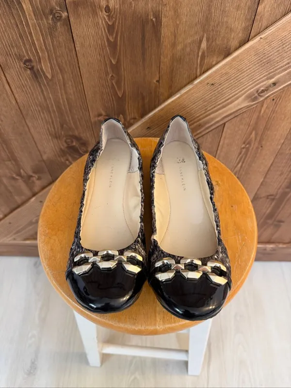 Anne Klein Women’s Size 10M Black Silver Metallic Cap Toe Embellished Flats - Image 2