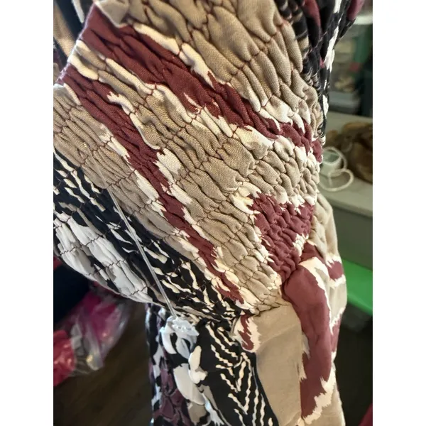Bali Queen Aztec Smocked Waist Wide Leg Printed Pants One Size NEW - Image 6