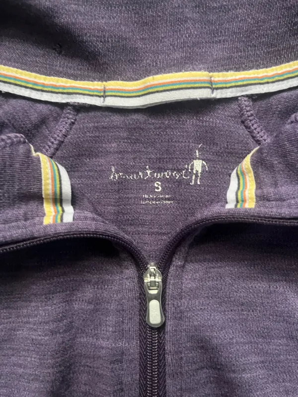 Smartwool Purple 100% Merino Wool Long Sleeve Quarter Zip Outdoor Hiking Top S - Image 4