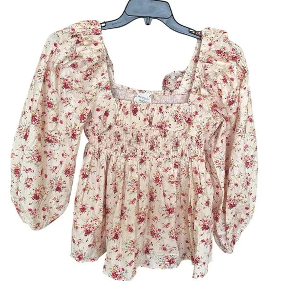 Tuckernuck Hyacinth House 100% Cotton Blush Pink Floral Blouse Size Small - Image 2